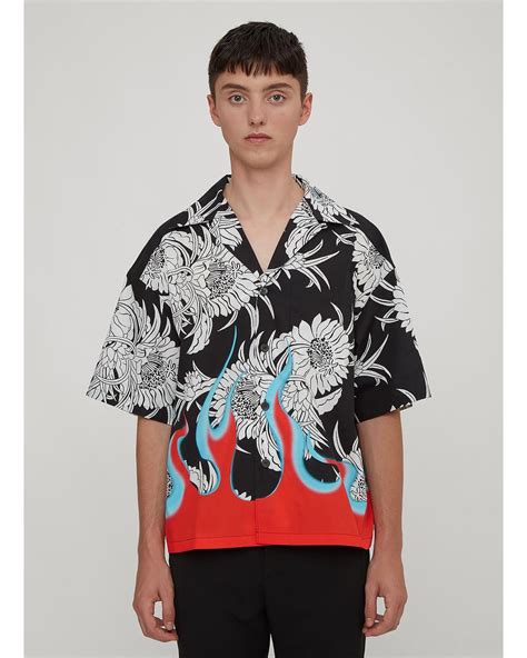 prada flame shirt|prada men's black shirt.